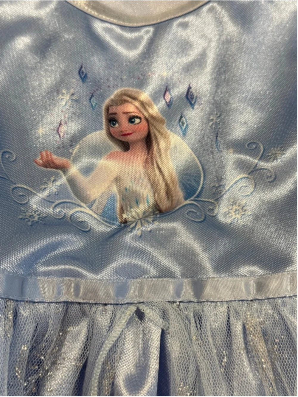 Girls Disney Frozen Elsa Costume Dress Blue Silver One Size - Picture 2 of 7